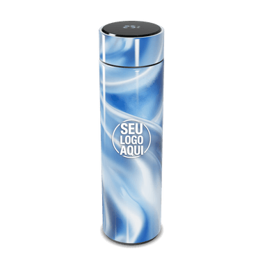 Garrafa Térmica Touch Azul Mármore Digital personalizado