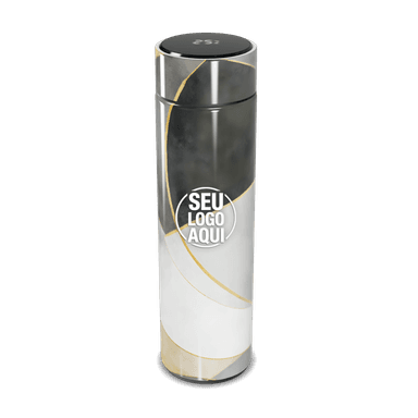 Garrafa Térmica Touch Preto E Branco Com Display personalizado