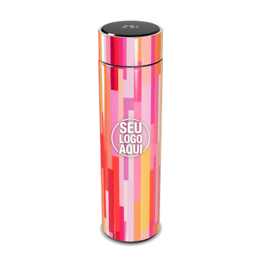 Garrafa Térmica Touch Estampada Rosa Listras personalizado