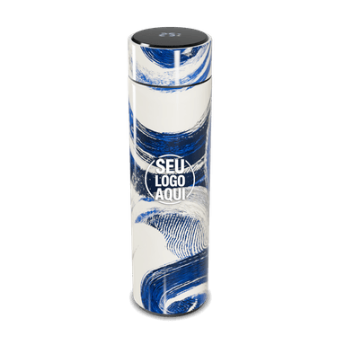 Garrafa Térmica Touch Azul E Branca Com Estampa personalizado