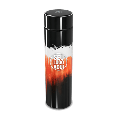 Garrafa Térmica Touch Preto Com Arte Laranja personalizado