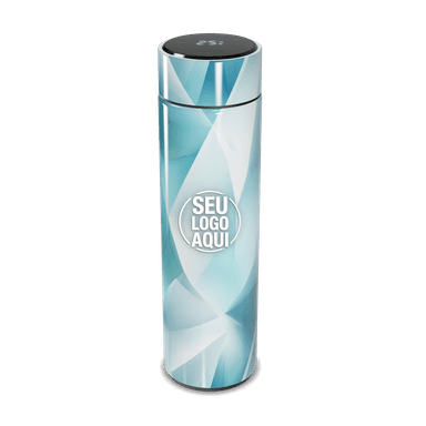 Garrafa Térmica Touch Azul Geométrico personalizado
