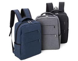 Mochila para notebook preta em couro, design moderno e elegante para viagens de negócios. Compartimento seguro e espaço para
