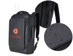 Mochila de couro sintético para notebook de 15,6 polegadas na cor preta, com alça de transporte, zíper, design elegante e