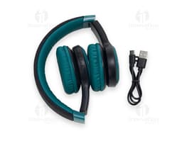 Fone de ouvido Bluetooth com revestimento de couro e luz LED RGB, ideal para ouvir música com alta qualidade de áudio.
