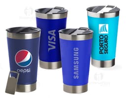 Copo térmico 500ml com abridor - O companheiro perfeito para manter sua bebida na temperatura ideal por mais tempo. Feito em