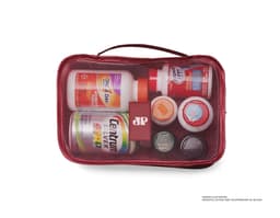 Kit nécessaire 6 peças em couro preto - acessório de viagem elegante e prático. Ideal para organizar seus pertences de forma