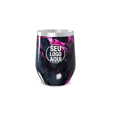 Copo Térmico Slim Preto Com Rosa Marmorizado personalizado