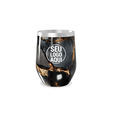 Copo Térmico Slim Preto Dourado Marmorizado personalizado