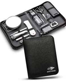 Kit masculino 12 peças em couro preto - acessórios vintage para escritório e negócios. Inclui carteira, chaveiro, porta-cartões e mais. Ideal para homens modernos e elegantes. Adquira já o seu!