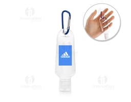 Frasco 50 ml transparente com tampa amarela, contendo líquido transparente. O frasco está vazio e limpo, faz parte de um