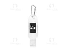 Frasco 50 ml transparente com tampa amarela, contendo líquido transparente. O frasco está vazio e limpo, faz parte de um