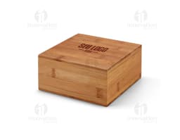 Caixa de chás em bambu para armazenamento e transporte. Feita de material resistente, é ideal para presentear ou organizar