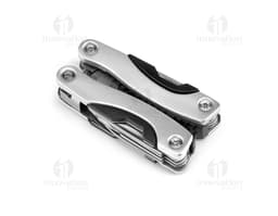 Mini alicate multifunções em metal prateado para uso em diversas atividades. Compacto e versátil, ideal para reparos rápidos