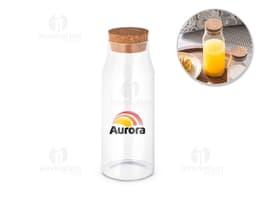 garrafa de vidro transparente com capacidade de 1 litro e tampa de cortiça