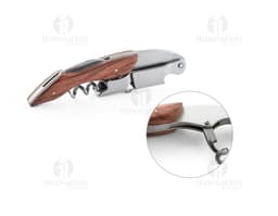 Saca rolhas com sistema de mola em aço inoxidável, ideal para abrir suas garrafas com praticidade e elegância. Faca afiada
