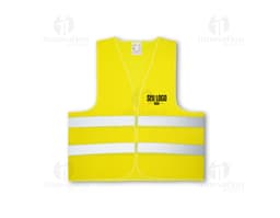 Colete refletivo adulto em um design moderno e corporativo, ideal para garantir sua segurança. Com detalhes em dourado e