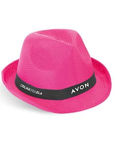 Chapéu cor-de-rosa com design de corações e laço, perfeito para celebrações especiais como Dia dos Namorados, festas de aniversário e casamentos. O chapéu é colorido e decorado com símbolos de amor, dando um toque festivo e romântico ao visual.