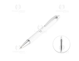 Caneta Touch com acabamento emborrachado em metal prateado, design moderno e elegante. Ideal para escrita e desenho, possui