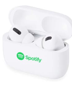 Fone de Ouvido Bluetooth com Case preto e prateado, design moderno e compacto. Possui botões de controle, conexão sem fio, tecnologia Bluetooth, cabo de carregamento e fácil de transportar. Ideal para uso em escritórios, em casa ou durante atividades esportivas.
