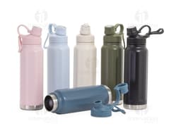 Garrafa térmica de inox com capacidade de 950ml, ideal para manter líquidos quentes ou frios por mais tempo. Design clean e