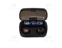 Fone de Ouvido Bluetooth preto, moderno e elegante. Com design profissional e tecnologia sem fio, ideal para comunicação em
