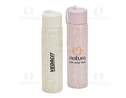 Transparent Glass Bottle 11.2 oz with metal lid.
