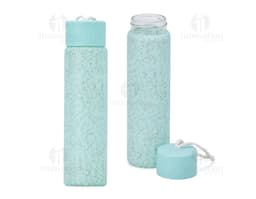 Transparent Glass Bottle 11.2 oz with metal lid.
