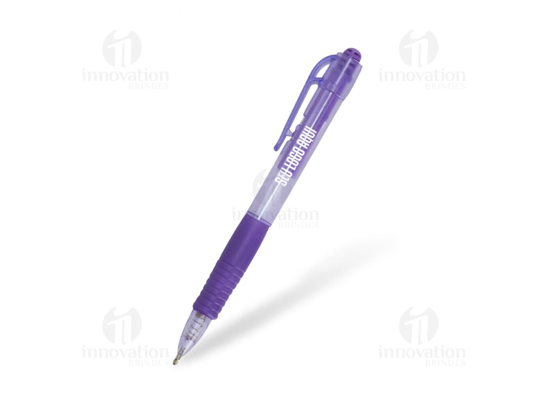 Bolígrafo plástico azul con goma, con diseño moderno y futurista. Textura suave, colores vibrantes y efectos gráficos