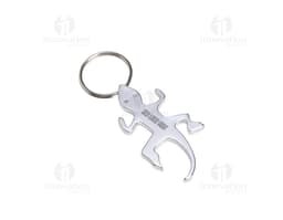 Chaveiro de metal com abridor, design artístico de elementos decorativos em forma de corrente, coração e flor, com detalhes
