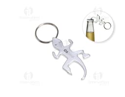 Chaveiro de metal com abridor, design artístico de elementos decorativos em forma de corrente, coração e flor, com detalhes