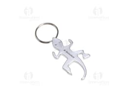 Chaveiro de metal com abridor, design artístico de elementos decorativos em forma de corrente, coração e flor, com detalhes