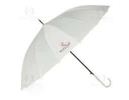 Guarda-chuva amarelo 3D com 16 varetas, abertura automática, cone de proteção e cabo preto. Imagem ilustrativa de um