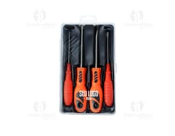 Kit ferramenta 4 peças com estojo contendo diversas ferramentas como chave de fenda, chave de boca, alicate e martelo, ideais