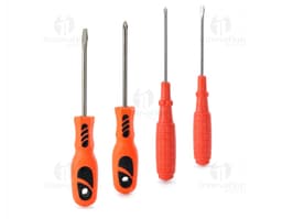Kit ferramenta 4 peças com estojo contendo diversas ferramentas como chave de fenda, chave de boca, alicate e martelo, ideais
