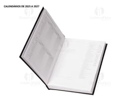 Agenda 2025 Chromat mit schwarzem Cover und goldenen Details, präsentiert monatliche und wöchentliche Seiten, farbige