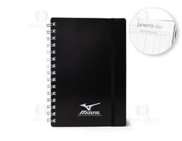 Agenda diária para o ano de 2025, capa com design elegante e organização por dias e horas.