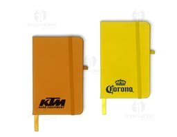 Rubberized notebook with pen holder, perfect for keeping your notes organized! Ideal for use in corporate, school, or even