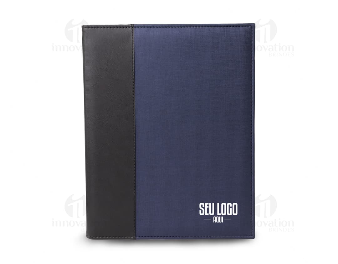 Pasta convenção em couro com porta caneta para reuniões de negócios e eventos corporativos. Ideal para armazenar documentos