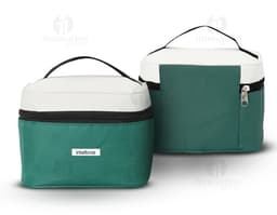 Bolsa térmica nylon 4L c/ plaquinha preta. recipiente vazio para conservar alimentos, utensílio de cozinha em metal brilhante