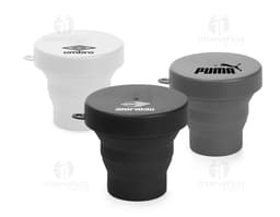 Copo retrátil de silicone 150ml, ideal para viagens e passeios. Feito em material durável e fácil de limpar, disponível em