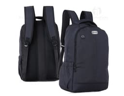 Polyester laptop backpack, ideal for business and leisure travel. Modern design in black, stylish and practical, with