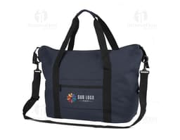 Black leather sports bag with zipper, single strap, and carrying handle. Modern and stylish, ideal for travel and sports.