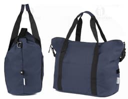 Black leather sports bag with zipper, single strap, and carrying handle. Modern and stylish, ideal for travel and sports.