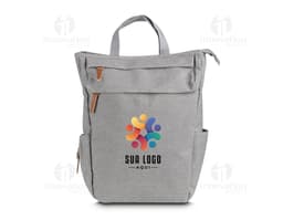 Mochila multifuncional de cor marrom elegante e moderna, feita de couro sintético com alças ajustáveis. Possui bolsos