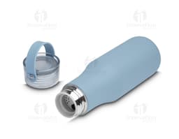 Garrafa térmica de 500ml de metal prateado, objeto de tecnologia elétrica, equipamento de energia, com destaque para a