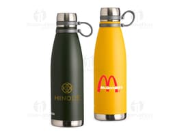 Garrafa térmica de 1,1 litros, mostrando uma etiqueta, vidro, xarope, líquido, bebida alcoólica, recipiente transparente