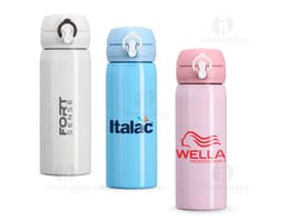 500ml Stainless Steel Water Bottle, silver color with screw cap and modern design.