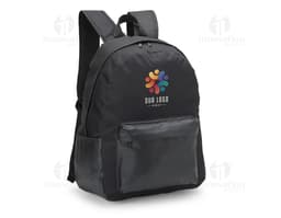 Black Nylon Backpack 33 Liters, durable and modern, ideal for travel and equipment transport. With leather straps, zipper