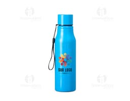 Garrafa de plástico transparente de 750ml com tampa, utilizada para armazenar líquidos.
